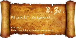 Mlinkó Zsigmond névjegykártya